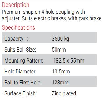 ALKO Coupling - 50mm - 3500kg - handbrake(614010PL)